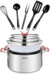 Tefal Set de oale si ustensile de bucatarie Tefal OptiSpace 13 piese inox argintiu compatibil inductie (G720SD74)