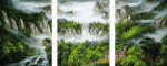 iPicasso Set 3 picturi pe numere, cu sasiu, Cascada in munti, 50 x 120 cm (PC34050004)