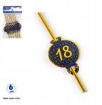  Aranyszínű papír szívószálak ötágú csillagokkal (32425)