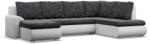 GreenSite Tokio U sarokkanapé, 3 ágyneműtartóval, fonott + műbőr, jobboldali, sötétszürke - fehér - pepita