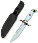 Depox Taktikai vadászkés, valódi bőr tok, 440C penge, teljes tangú akril nyél, 26 cm, fehér (A74-2)