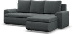 GreenSite Tokio sarokkanapé, 2 ágyneműtartóval, bársony, jobboldali, szürke