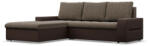 GreenSite Toronto sarokkanapé, 2 ágyneműtartóval, fonott + műbőr, baloldali, barna