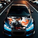  " Hood Art" autótetőfólia, kültéri használatra, L méret (180 x 130cm) - Kód: AVX-CAPOTA-005L