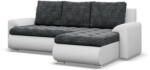 GreenSite Tokio sarokkanapé, 2 ágyneműtartóval, fonott + műbőr, jobboldali, sötétszürke - fehér - pepita