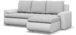 GreenSite Tokio sarokkanapé, 2 ágyneműtartóval, fonott + műbőr, jobboldali, szürke - fehér