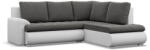 GreenSite Tokio sarokkanapé, L alakú háttámlával, 2 ágyneműtartóval, bársony + műbőr, jobboldali, szürke - fehér - pepita