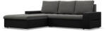 GreenSite Toronto sarokkanapé, 2 ágyneműtartóval, bársony + műbőr, baloldali, szürke - fekete