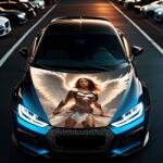  " Hood Art" autótetőfólia, kültéri használatra, L méret (180 x 130cm) - Kód: AVX-CAPOTA-003L