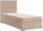 GreenSite Agen egyszemélyes ágy, bársony, ágyneműtartóval, bézs - pepita