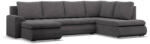 GreenSite Tokio U sarokkanapé, 3 ágyneműtartóval, kordbársony, jobboldali, szürke