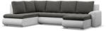GreenSite Tokio U sarokkanapé, 3 ágyneműtartóval, bársony + műbőr, baloldali, szürke - fehér - pepita