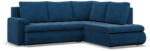 GreenSite Tokio sarokkanapé, L alakú háttámlával, 2 ágyneműtartóval, kordbársony, jobboldali, kék - pepita