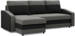 GreenSite Hewlet sarokkanapé, 2 ágyneműtartóval, szövet anyag, univerzális oldal, hab töltet, szürke - fekete