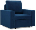 GreenSite Zeus fotel, egyenes kartámasz, bársony, bonell töltet, kék - pepita