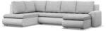 GreenSite Tokio U sarokkanapé, 3 ágyneműtartóval, fonott + műbőr, baloldali, szürke - fehér - pepita