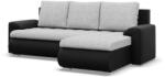 GreenSite Tokio sarokkanapé, 2 ágyneműtartóval, fonott + műbőr, jobboldali, szürke - fekete