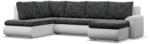 GreenSite Tokio U sarokkanapé, 3 ágyneműtartóval, fonott + műbőr, baloldali, sötétszürke - fehér