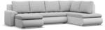 GreenSite Tokio U sarokkanapé, 3 ágyneműtartóval, fonott + műbőr, jobboldali, szürke - fehér