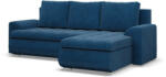 GreenSite Tokio sarokkanapé, 2 ágyneműtartóval, kordbársony, jobboldali, kék