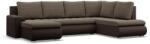GreenSite Tokio U sarokkanapé, 3 ágyneműtartóval, fonott + műbőr, jobboldali, barna