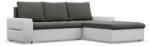 GreenSite Toronto sarokkanapé, 2 ágyneműtartóval, bársony + műbőr, jobboldali, szürke - fehér - pepita