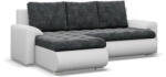 GreenSite Tokio sarokkanapé, 2 ágyneműtartóval, fonott + műbőr, baloldali, sötétszürke - fehér