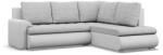 GreenSite Tokio sarokkanapé, L alakú háttámlával, 2 ágyneműtartóval, fonott + műbőr, jobboldali, szürke - fehér