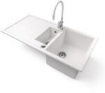 NERO Gránit Mosogató - Nero Solarys + flexibilis Csaptelep + Dugókiemelő Fehér