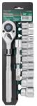 ROCKFORCE Set de capete cu manivelă 1/2, 12 bucăți Cr-V (FS-51238)