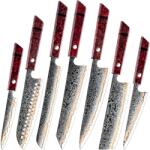 HARAHU RW-39270 Damaszk konyhakés készlet - 7db/Piros/Fekete KP39270