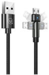 USAMS U60 2A mikroUSB fonott forgatható kábel 1m SJ478USB01 (US-SJ478) fekete (SJ478USB01)