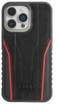 AUDI Genuine Leather MagSafe iPhone 15 Pro 6.1 készülékhez kemény tok fekete-piros AU-TPUPCMIP15P-R8 (AU-TPUPCMIP15P-R8/D3-RD)