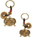  Breloc Feng Shui amuleta cu pesti dubli si moneda chinezeasca 10 cm cadou pentru noroc si prosperitate