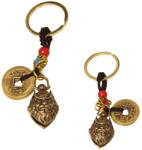  Leu Fu amuleta breloc Feng Shui 10 cm cu moneda chinezeasca pentru protectie si curaj
