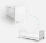 Woodies Safe Dreams Patut din lemn masiv, transformabil pentru bebe si junior, clasic alb 140 x 70 cm