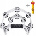 Kazoo Polska Tamburin kétsoros dupla fehér, félhold, 20 pár tányér kazoo (TA2B-01)