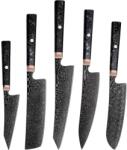 HARAHU Set de cuțite de bucătărie din oțel damasc RY-39269 - Negru / 5buc KP39269
