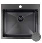 Laveo Acél Mosogató Fekete 50x58 Süllyesztett Pultra Szerelhető, 1 Rekeszes (SLM 710H)