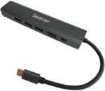 SPACER DOCKING Station Spacer universal 6 in 1, conectare Type-C, USB 3.0 x 3 |PD 3.0 x 1 (100W), 1x HDMI 4K (30Hz), 1xRJ45 Gigabit, gri, Aluminiu, SPDS-TypeC-HUPG-6in1-04 (timbru verde 0.18 lei) (SPDS-TypeC