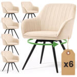 AKORD TURNO Forgószék Welúr Bézs Fekete Lábak 6 db-os Szett (6xTURNO-BEB)