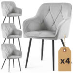 AKORD DIAMANTE kárpitozott szék welúr szürke fekete lábakkal 4 db-os szett (4xDIAMANTE-GRB)