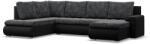 GreenSite Tokio U sarokkanapé, 3 ágyneműtartóval, fonott + műbőr, baloldali, szürke - fekete