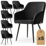 AKORD ESTELLE Étkezőszék Welúr Fekete Fekete Lábakkal 6 db-os Szett (6xESTELLE-BLB)