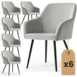 AKORD ESTELLE kárpitozott szék welur szürke fekete lábakkal 6 db-os szett (6xESTELLE-GRB)