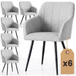 AKORD LUXANO kárpitozott szék Lumos szövet világosszürke fekete lábakkal négyzetes varrással (6xLUXANO-LGBS03)