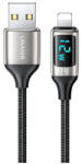 USAMS fonott kábel U78 Lightning 1.2m LED 2.4A gyors töltés ezüst fekete SJ543USB02 (US-SJ543) (SJ543USB02)