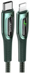 USAMS Braided USB-C to Lightning Smart Power-off 20W PD kábel 1.2m sötét zöld SJ (SJ518USB02)