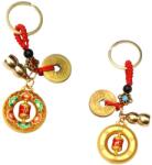  Mantre tibetane amuleta breloc Feng Shui 10 cm cu Wu Lou si moneda chinezeasca pentru protectie si echilibru