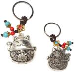  Maneki Neko amuleta breloc Feng Shui 10 cm cu Nod Mistic pentru armonie si abundenta